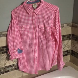 Pink check button-up